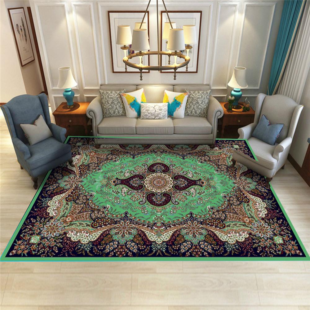 페르시안 러그 화려한 에스닉 카펫 플라워 그린 러그