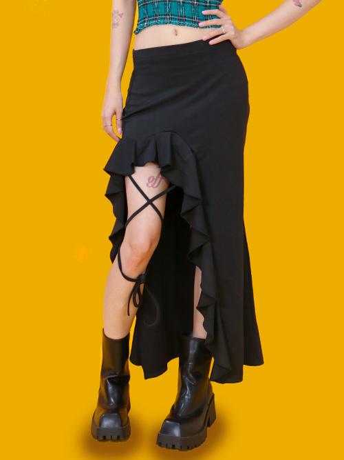 pepe unbalance long skirt