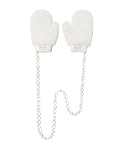 [X SUSAN FANG] FURRY BUBBLE GLOVES - WHITE