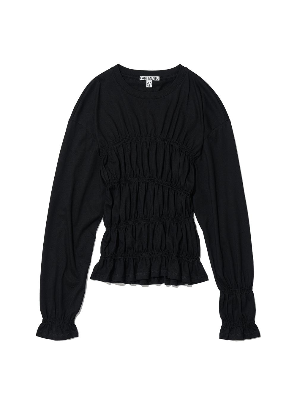 [WOMEN] SMOCKED LONG SLEEVE TOP_BLACK