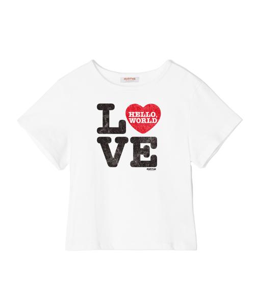 헬로 월드 LOVE 크롭 티셔츠_화이트