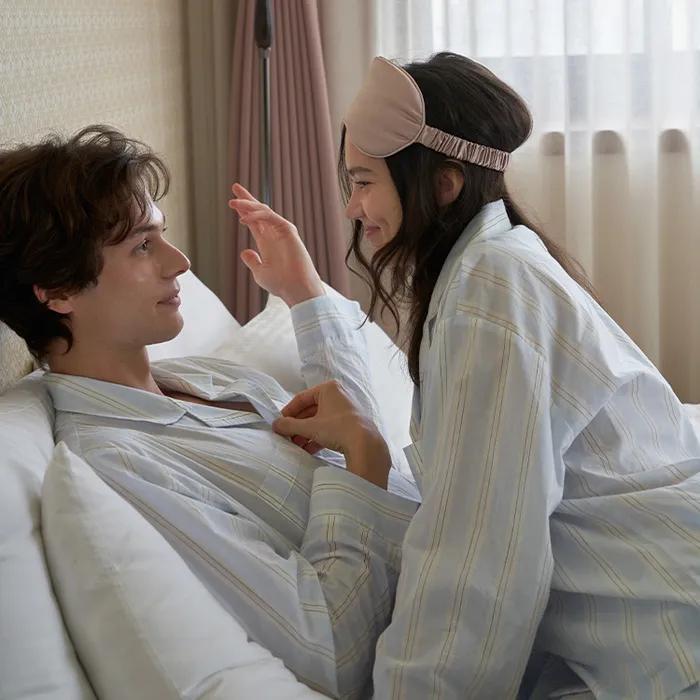 [29CM 단독][알러쉴드/모달](uni) 메모리오브파리 스트라이프 파자마 블루밍