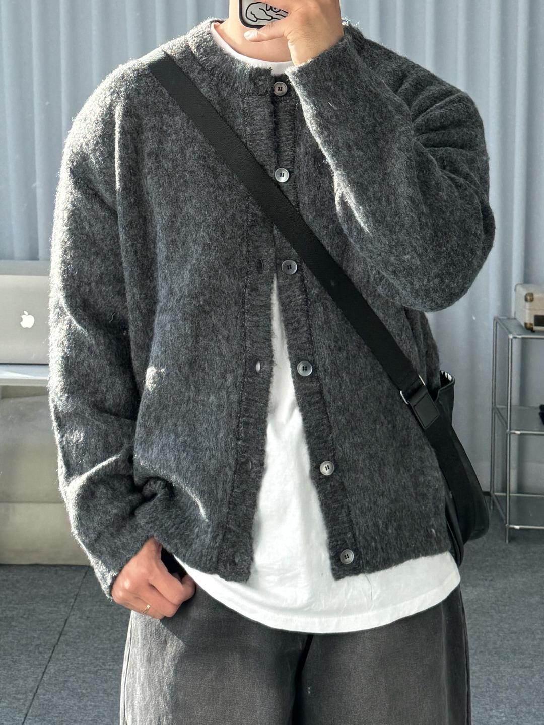 mohair wool round cardigan (3color)