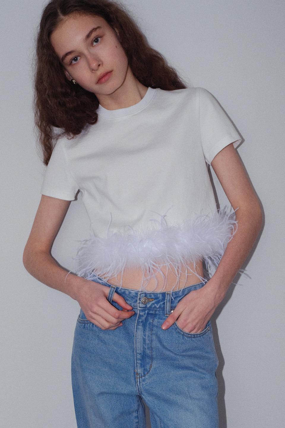 EL Sol Ostrich Hair T-Shirt / White