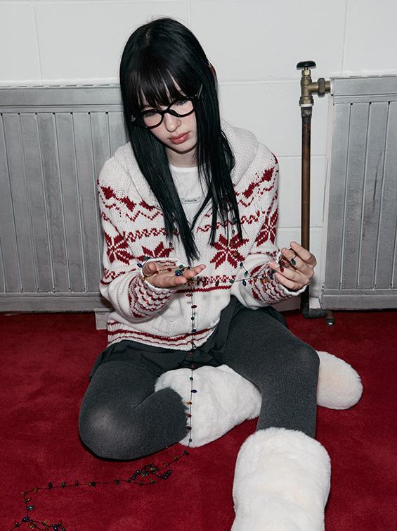 TWOWAY SNOW ZIP-UP KNIT IVORY