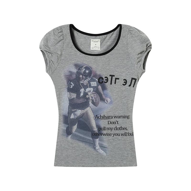 2025 Rugby Print Short Sleeve Cropped T-Shirt