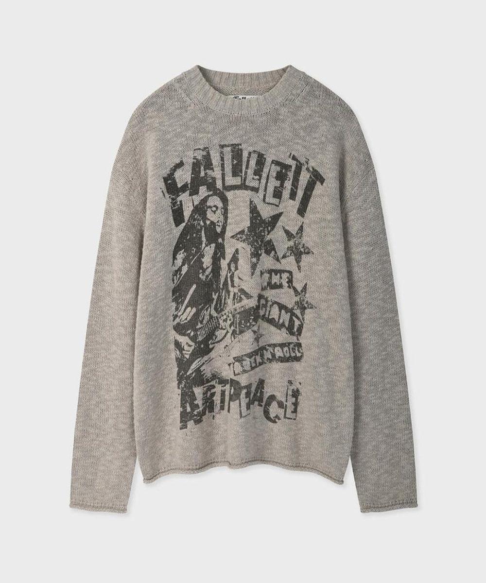 락 밴드 니트 그레이