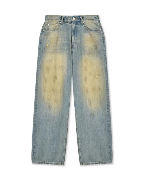 VINTAGE DIRTY WASHED DENIM PANTS IN LIGHT BLUE