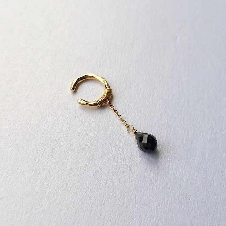 black spinel drop earcuff