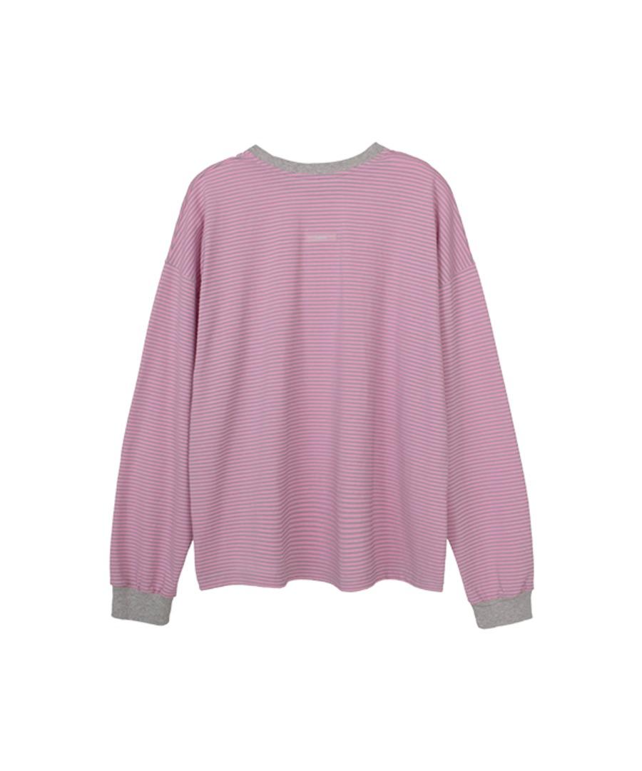 004 Stripe Loose-fit Long Sleeve (pink)