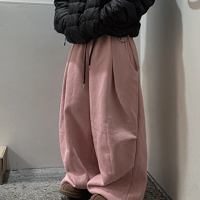 양기모 파라슈트 벌룬 트레이닝팬츠 롱 와이드 스트링 기모 스웻팬츠 빅사이즈 남녀공용 츄리닝 바지