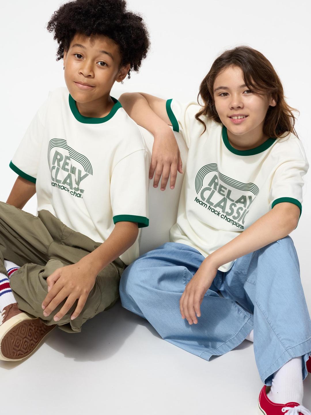 KIDS AIRism코튼그래픽크루넥T(링거)