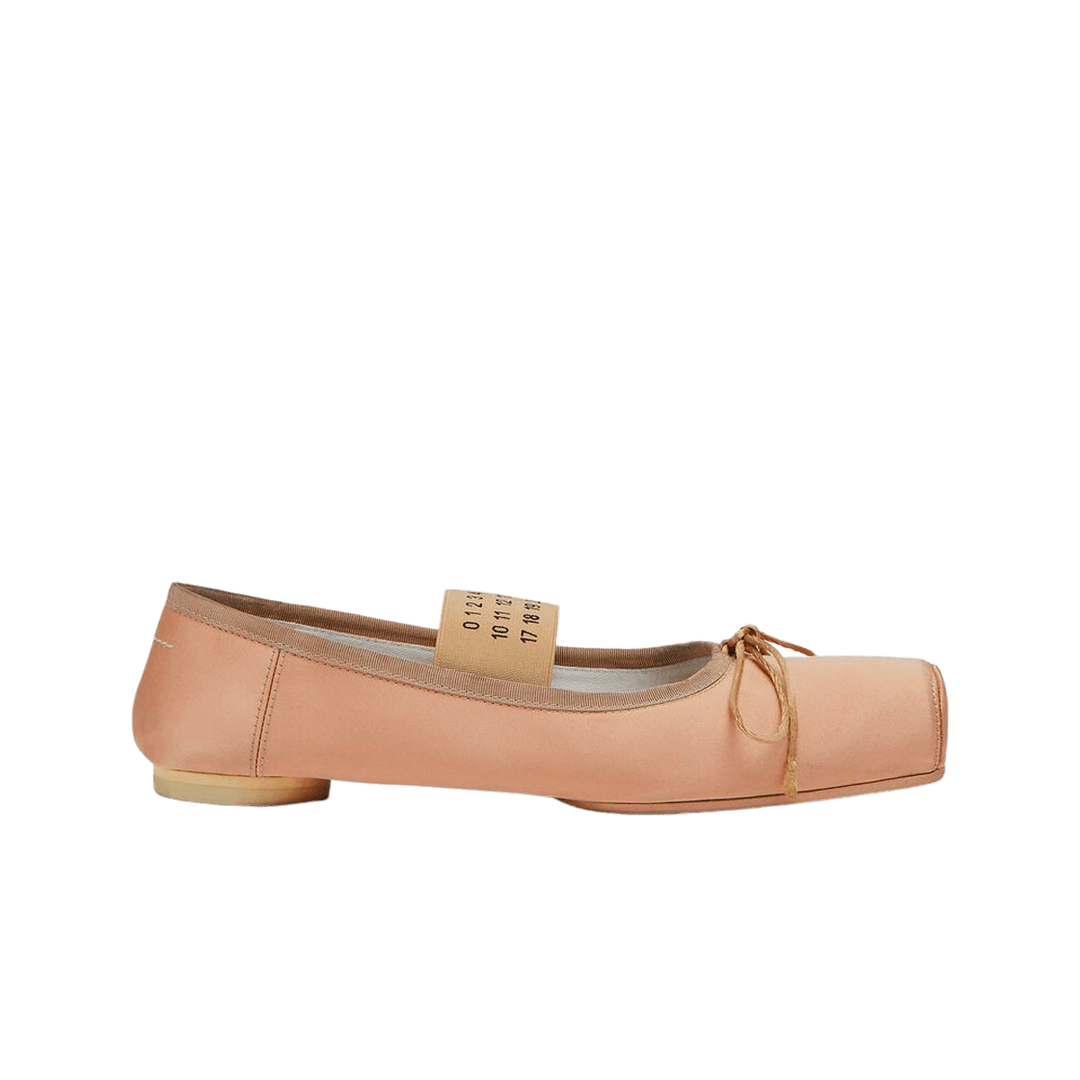 (W) MM6 Maison Margiela Numeric Logo Strap Ballerina Flat Shoes Beige