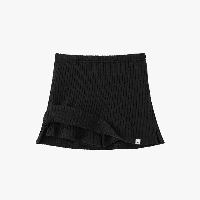 Cable Knit Mini Skirt Shorts - Black
