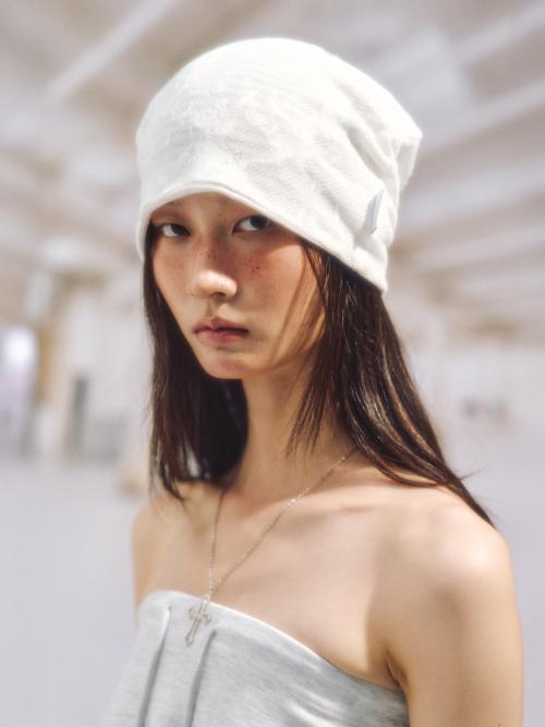 VENICE DAMAGED KNIT BEANIE_WHITE