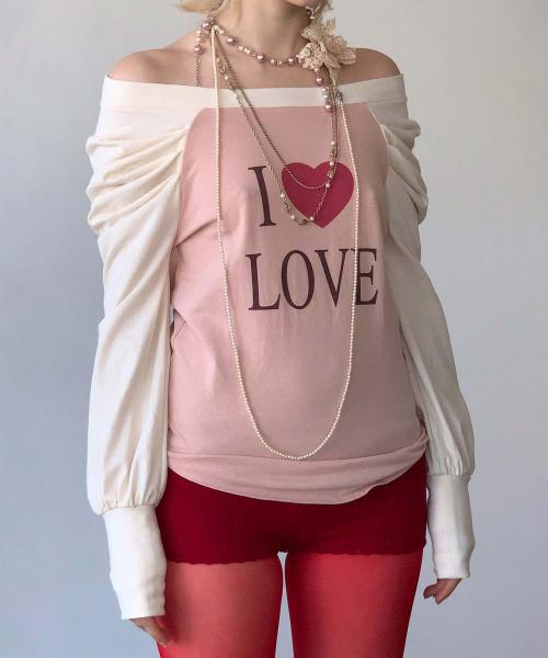 Love Off-Shoulder Tee Peach