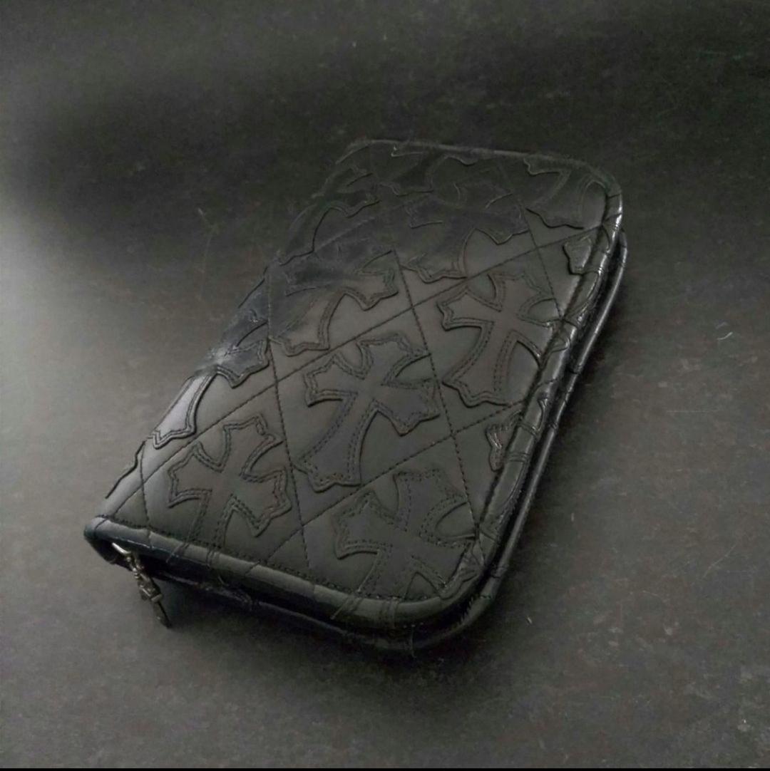 CHROME HEARTS クロムハーツ ジップ オーガナイザー セメタリークロス パッチ キルティングウォレット 財布 | chromehearts