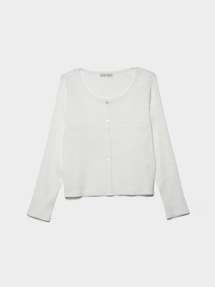 Summer Pleats Cardigan (White)