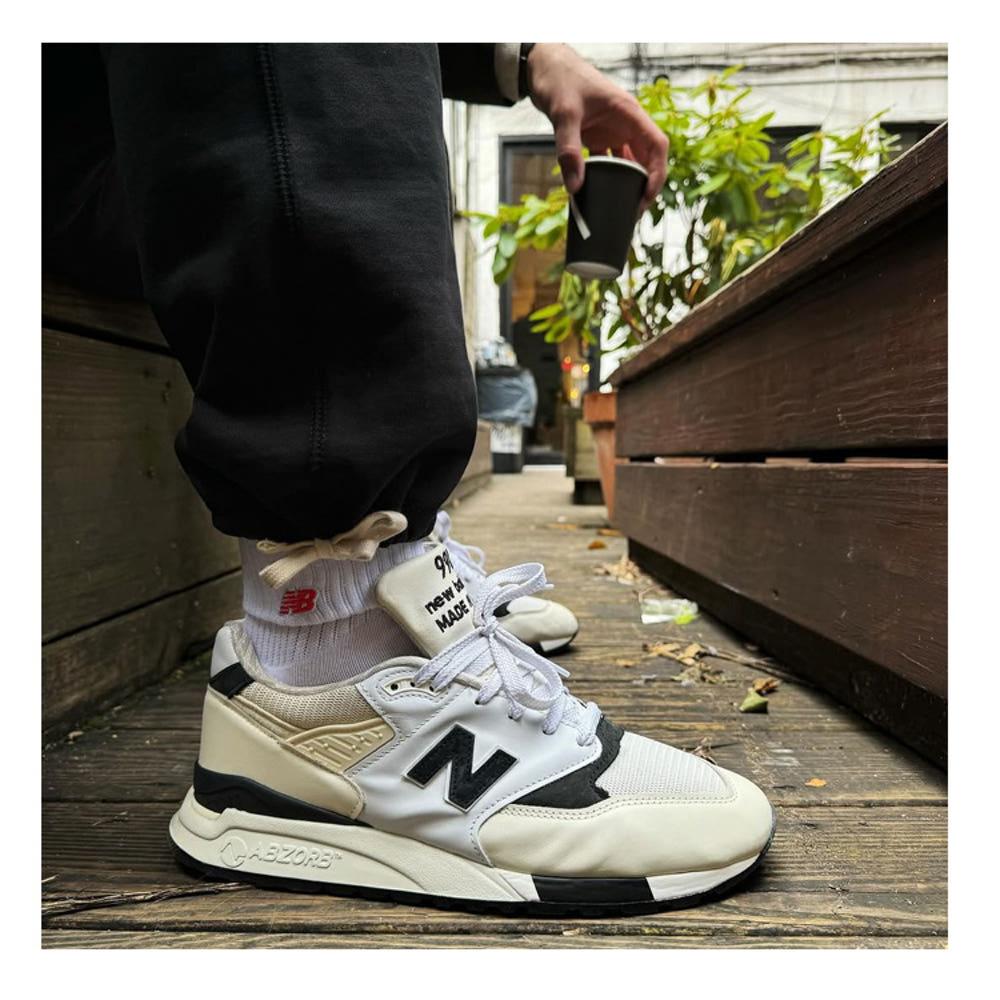 뉴발란스 998 메이드인USA 레더 화이트블랙 빈티지 스니커즈