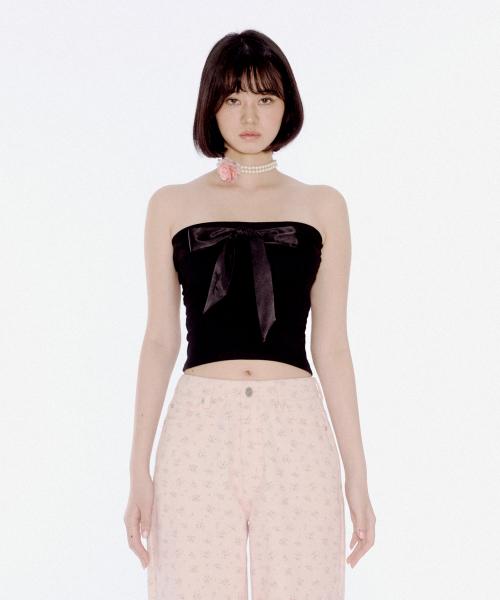 RIBBON TUBE TOP BLACK