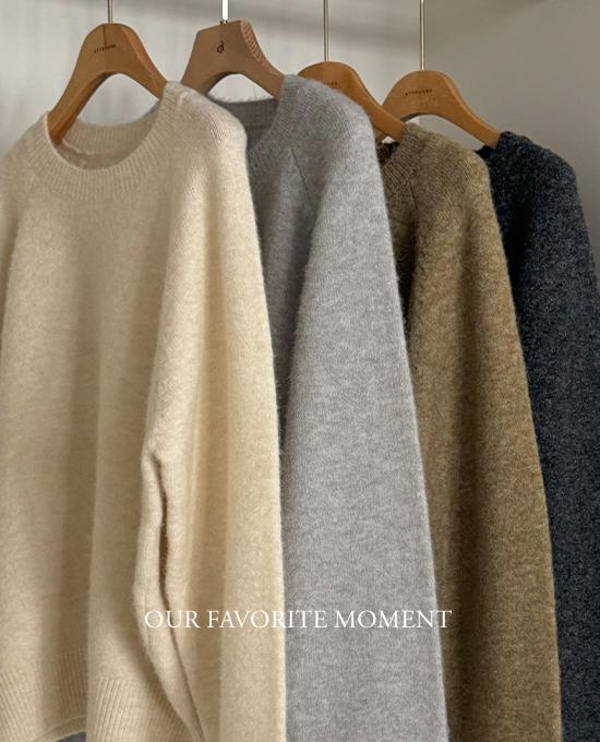 메리어라운드 [ofm] 소프트 루즈핏 라운드 니트 (knit)(울6%)