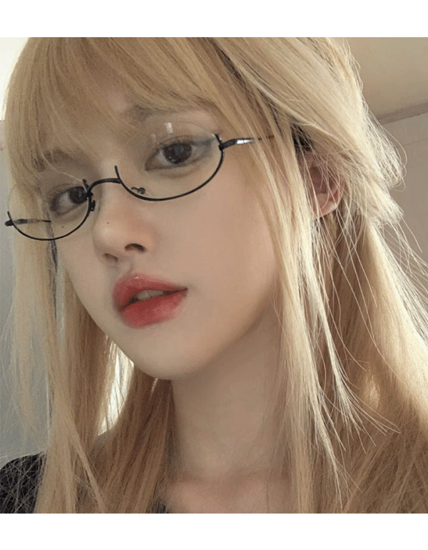 [고급안경집증정!] 하프 프레임 패션 코스프레 실테 뿔테 금테 작은 안경 S679
