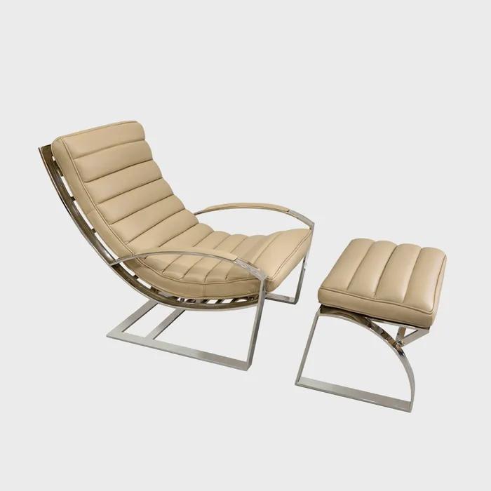 [de Bejarry] 프랑스 드비저리 마드리드 라운지 체어 X 오토만 세트 (크림)
