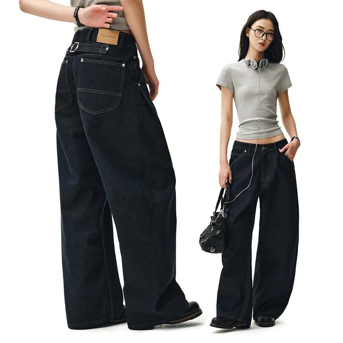 Cinchback Barrel Wide Leg Jeans DCWPT022CPINDIGO