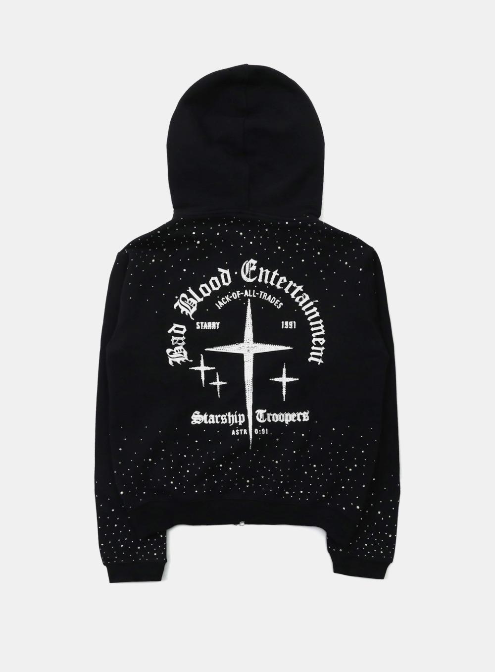 [w-hde25-076] BBNT 라인스톤 후드 집업 - 블랙