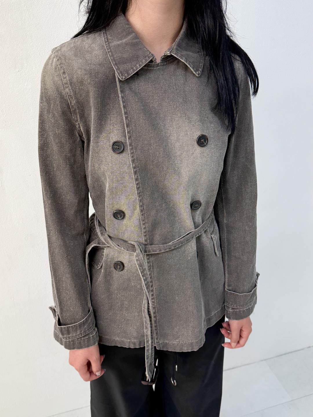 568. Denim short trench jacket