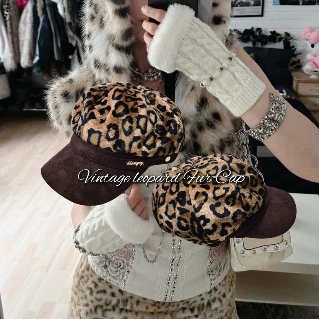 Vintage leopard Fur Cap | 후루츠패밀리