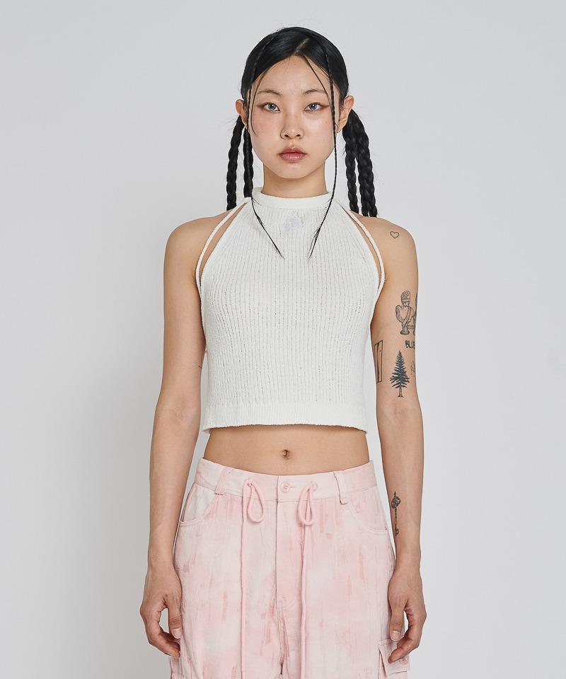 BOOKLE HALTER KNIT TOP_IVORY