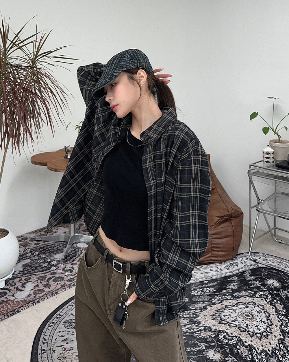 레이킨 헤링본 체크 셔츠