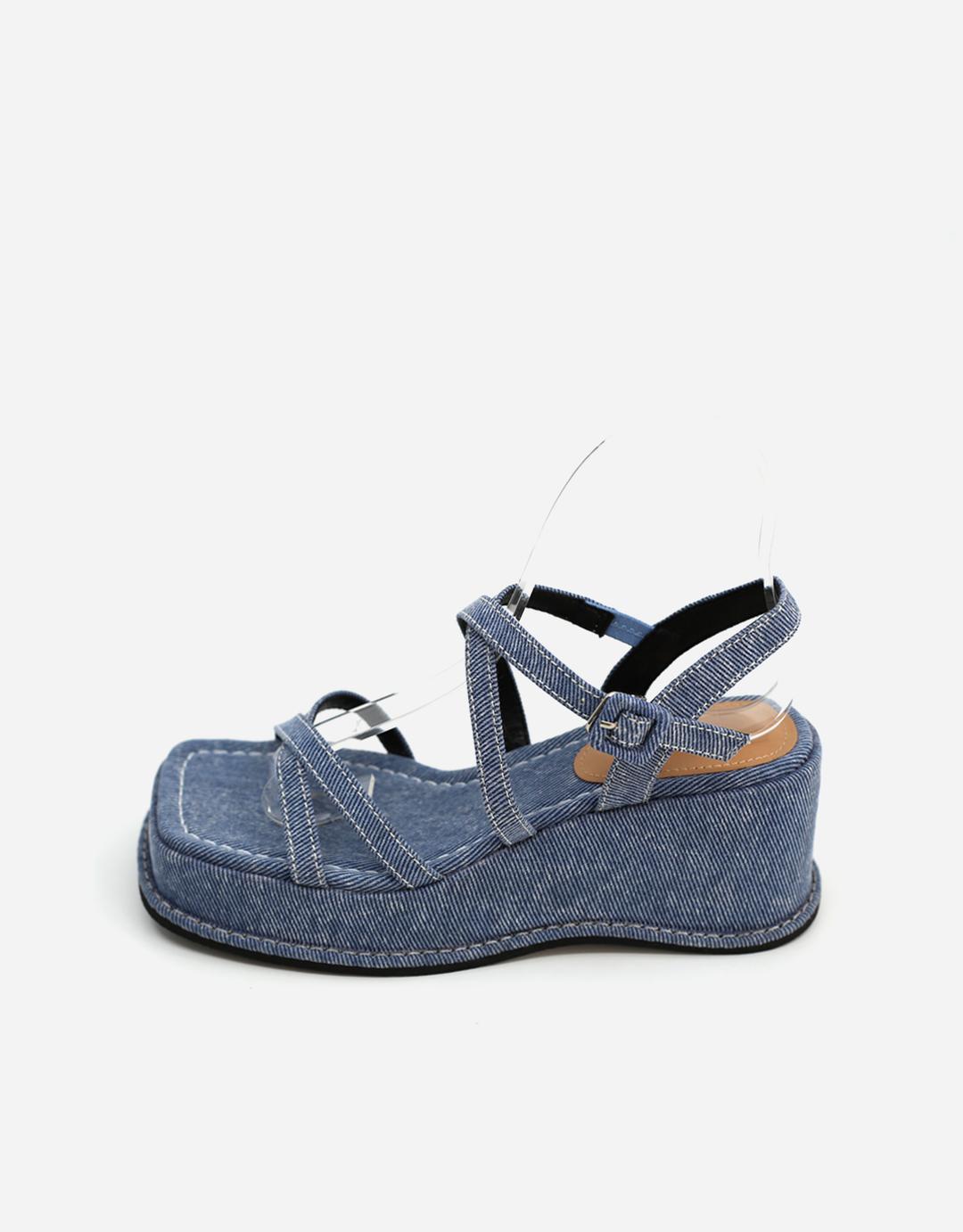 DENIM WEDGE PLATFORM SANDAL