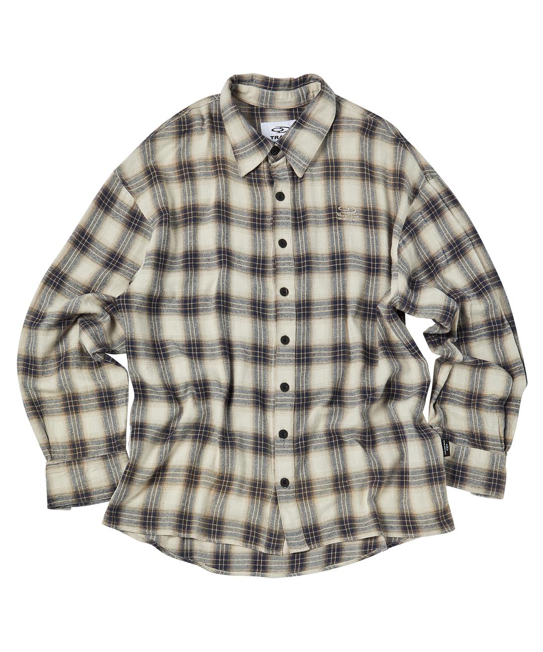 스프레이 체크 셔츠 베이지