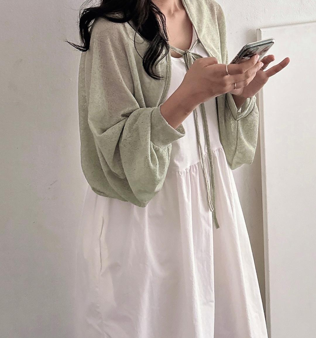 당일발송🚀 55-99 리본 끈 여름 볼레로 가디건 발레코어 빅사이즈 66 77 88