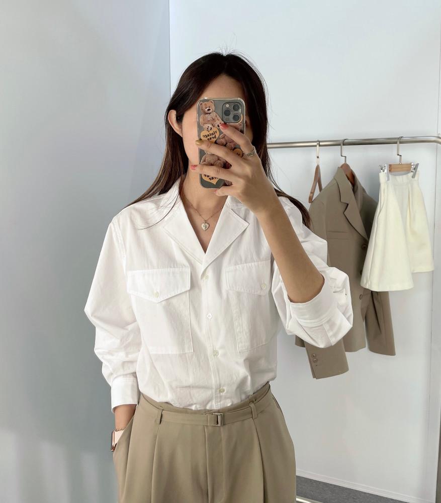 (당일) LOUNGE 라운지 코튼 포켓 셔츠 nb (2 Color)