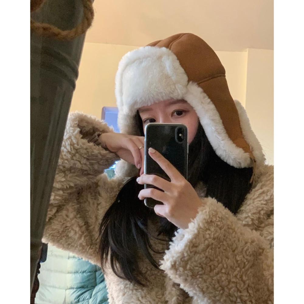 (당일) Lcomma 엘콤마 리얼 양털 모자 트루퍼햇 스웨이드 군밤모자