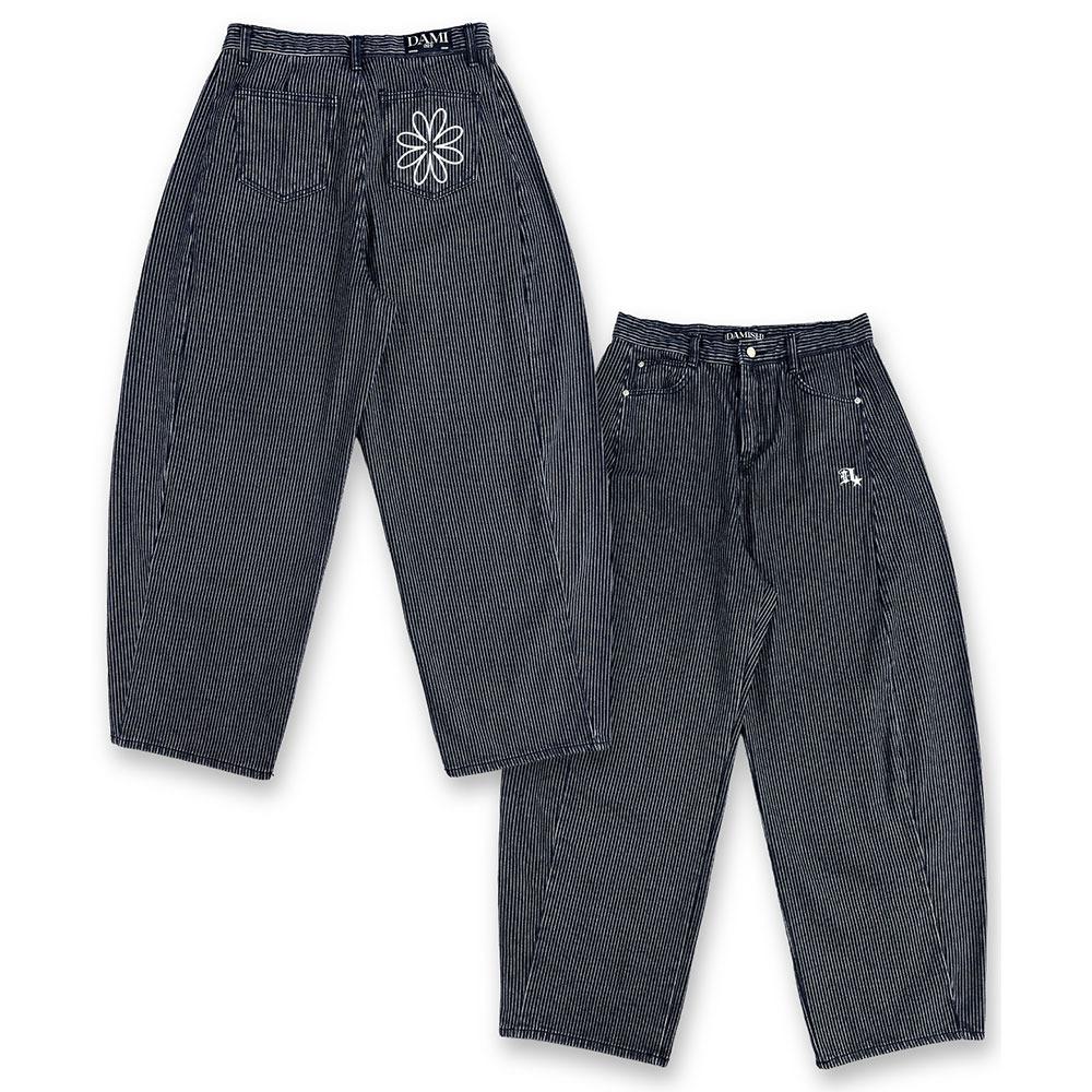 [30%쿠폰]Reflective Flower Stripe Ballon Pants_Navy