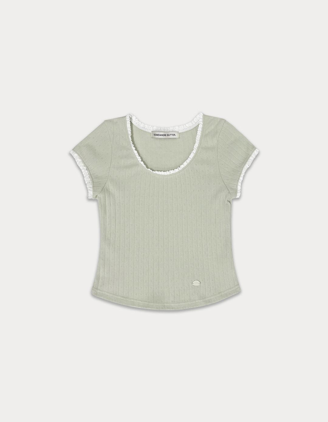 Lace pendant scoop top - mint