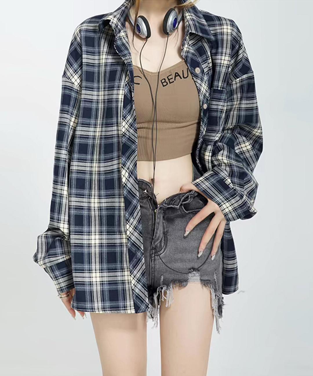 미즈민 [단독][made][🏆5만장돌파👍셔츠BEST👏평점4.9/극찬후기/봄신상🌴휴양지룩 여행룩] 프렌즈 루즈 체크셔츠 s158463