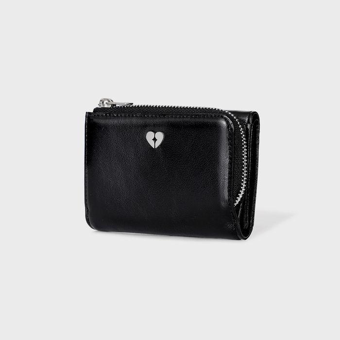 HEARTY ZIPPER WALLET - BLACK