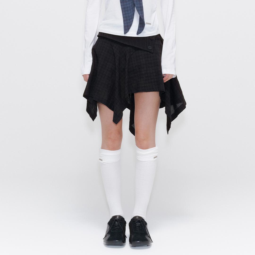 Unbalanced flow mini skirt CHECK