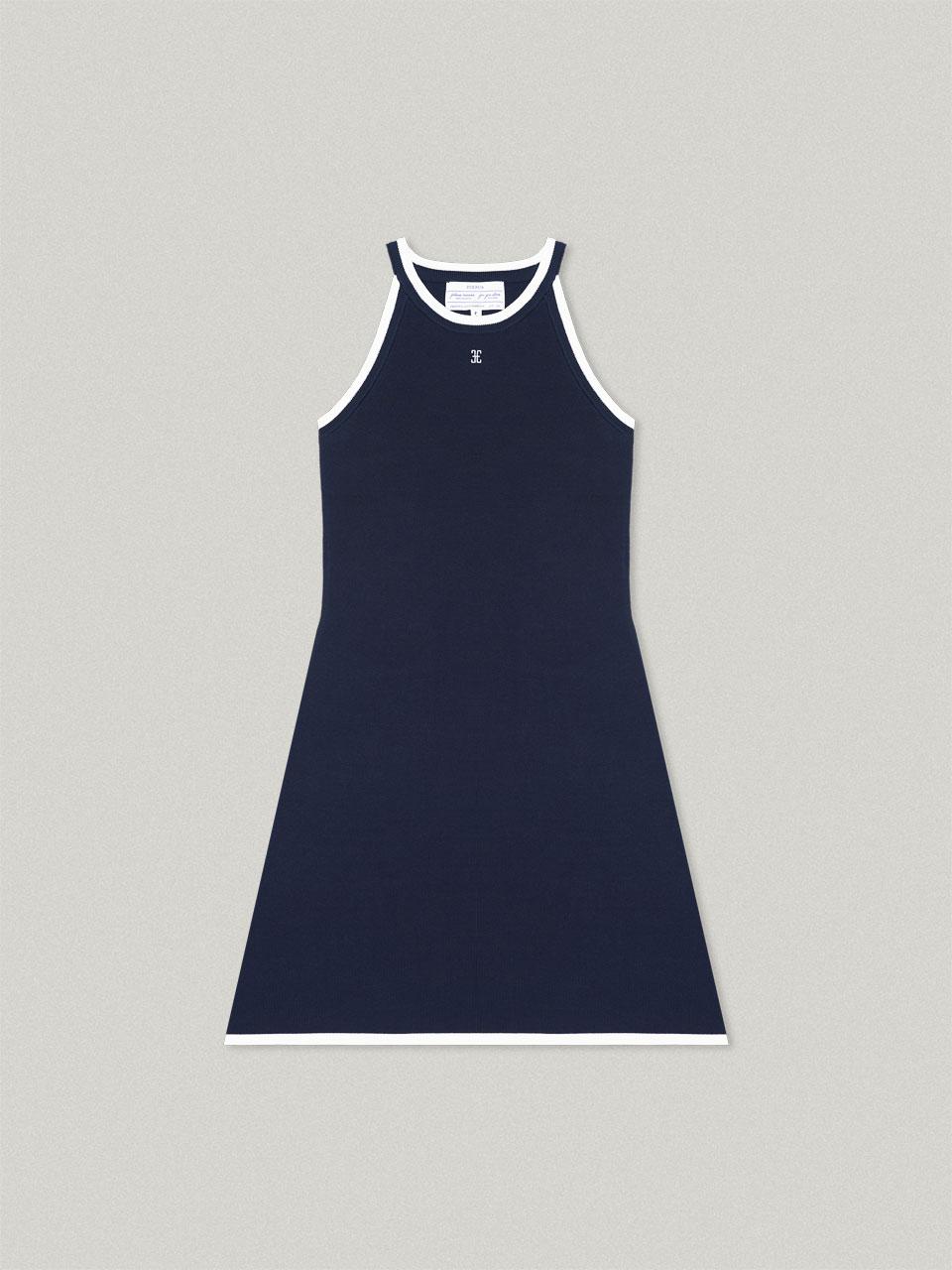Halter Neck Knit Dress - Navy홀터넥 니트 드레스