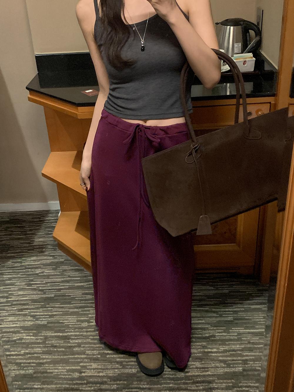 프렌치오브 [1만장돌파][단독컬러/기모]르넷 로우라이즈 롱 스커트 (일반/기모ver)(7color)