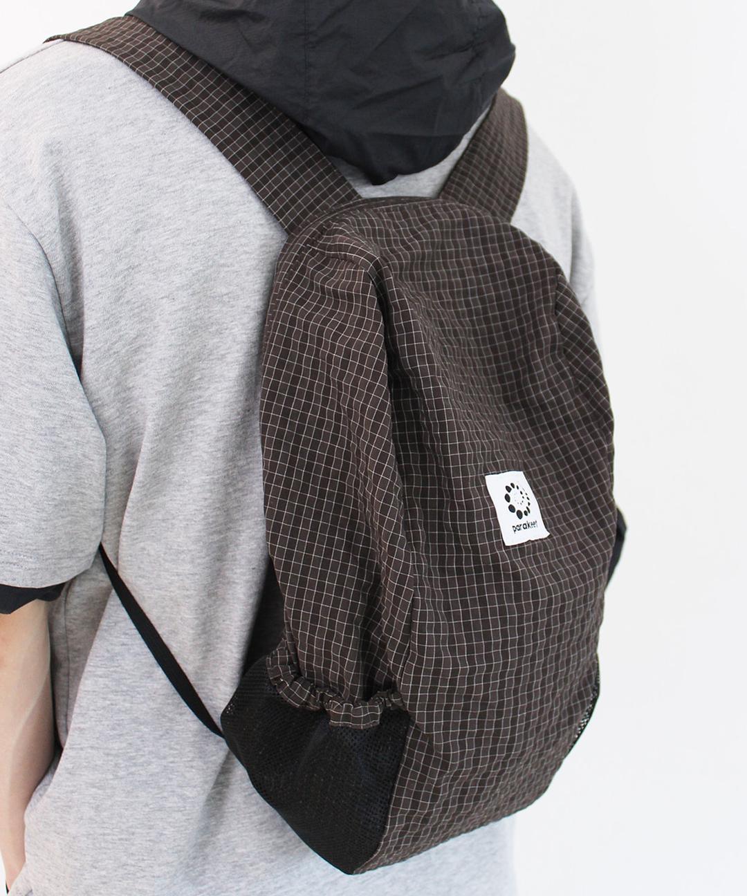 Packable Activity Keyring Backpack (Check Brown)
