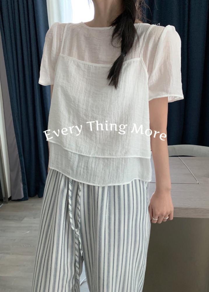 멜라운지 세미 뷔스티에 블라우스 썸머 포인트 레이어드 bl 2color