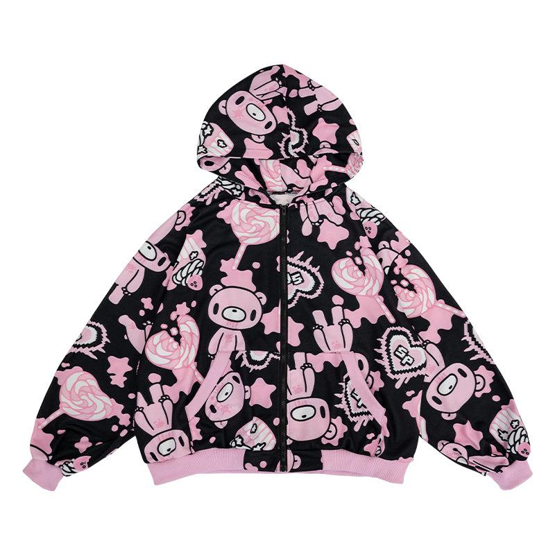 GLOOMY X SOPHIE POWERS CAKE ZIP HOODIE - BLACK/PINK / ONE SIZE