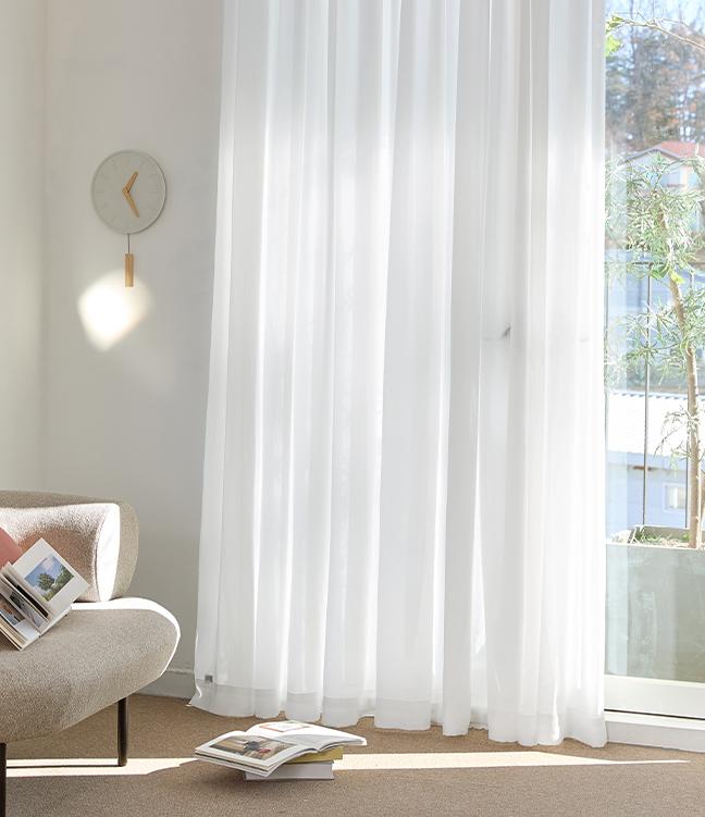 오프 비침없는 항균 쉬폰커튼 거실커튼 3type