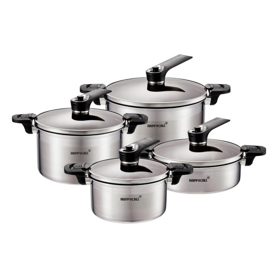 해피콜 진공 UP 통3중 IH 스테인리스 냄비 4종 세트 (양수 20cm + 전골 24cm + 곰솥 24cm + 28cm + 뚜껑포함)
